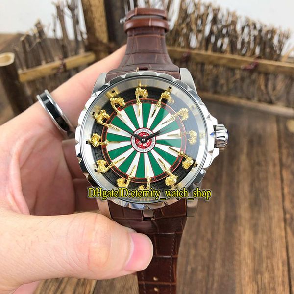 

excalibur 45 rddbex0398 knights of the round table i automatic mechanical mens watch 316l steel case leather rd sport watches, Slivery;brown