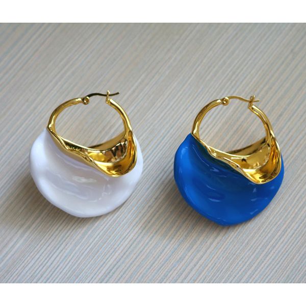 

large enamel long exaggerated blue and white wind earrings earrings, Silver