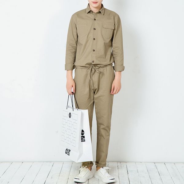 

hip hop mens bib jumpsuit male long sleeved cool overalls male streetwear one piece rompers hair stylist tooling coveralls 04160, Black