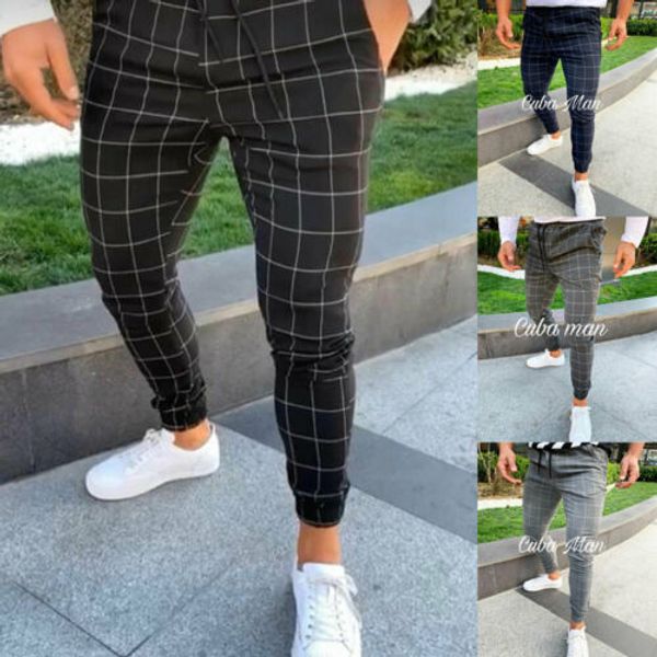 

meihuida 2019 mens sport gym pants slim fit running joggers casual long trousers plaid sweatpants for males, Black