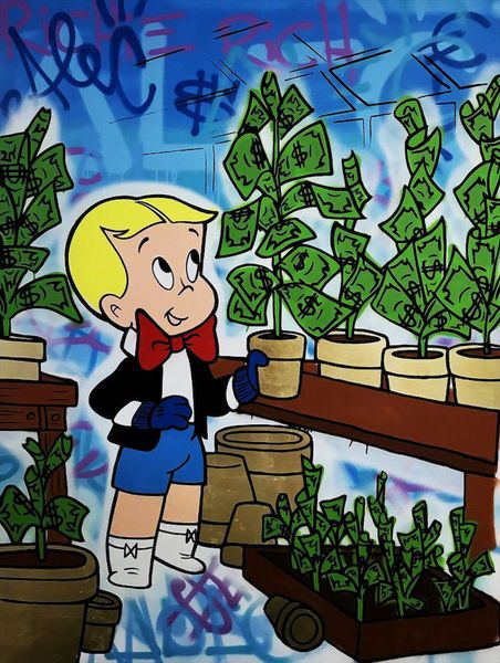 

alec monopoly oil painting on canvas home decor wall art picture high quaity handpainted & hd printed graffiti art richie rich money2