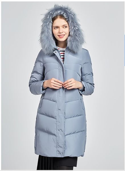 

women's down & parkas warm duck long coat with fur hood outerwear red pink blue black gray
