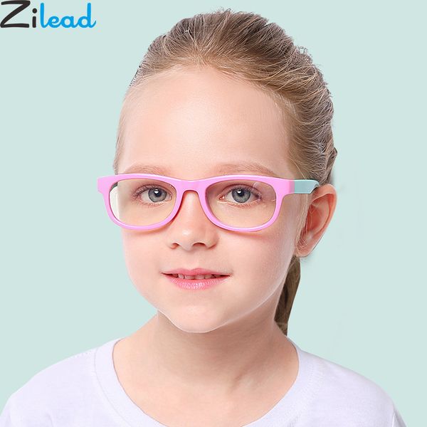 

zilead children square anti blue light glasses frame boys&girls computer game goggles eyeglasses optical spectacle for kids, Silver
