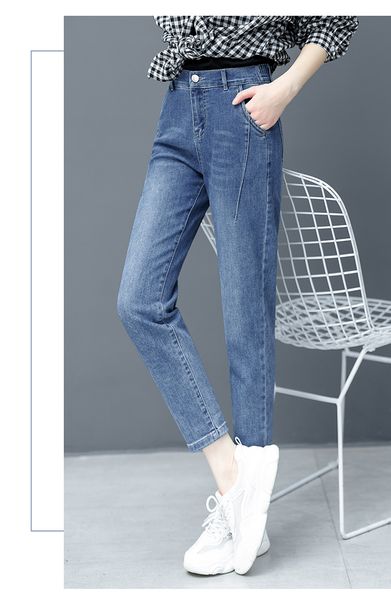 

deep blue spring of tall waist bootleg jeans trousers of cultivate one's morality show thin female soil wide-legged pants big yards fat