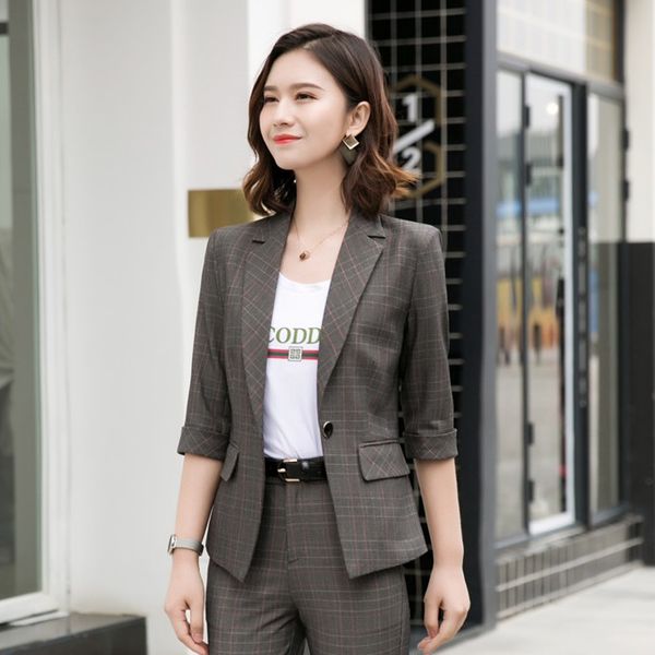 

new 2019 formal ladies brown blazers women jackets half sleeve work wear clothes ol style, White;black
