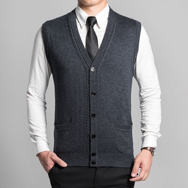 

men's sweater pullover men sweaters cardigan vest sweaters wool pullover mens v-neck sleeveless vest clothing, Black;white