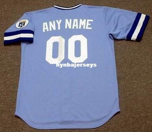 

custom kansas city stitched 1980's throwbacks "customized" baseball jersey retro mens jerseys shirt, Blue;black