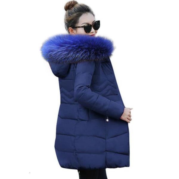 

winter womens jackets and coats 2019 parkas for women 4 colors wadded jackets warm outwear with a hood large faux fur collar, Black