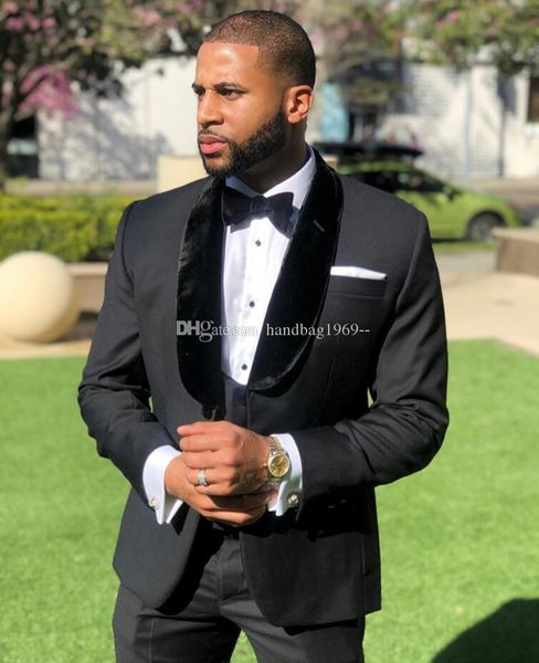 

fashion one button black groom tuxedos shawl lapel groomsmen mens wedding suits 3 pieces blazer (jacket+pants+vest+tie) k64, Black;gray