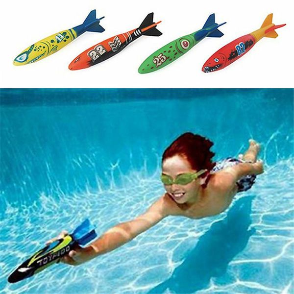 

4 pcs torpedo rocket throwing toy children underwater dive sticks toy children's beach swimming pool water toys