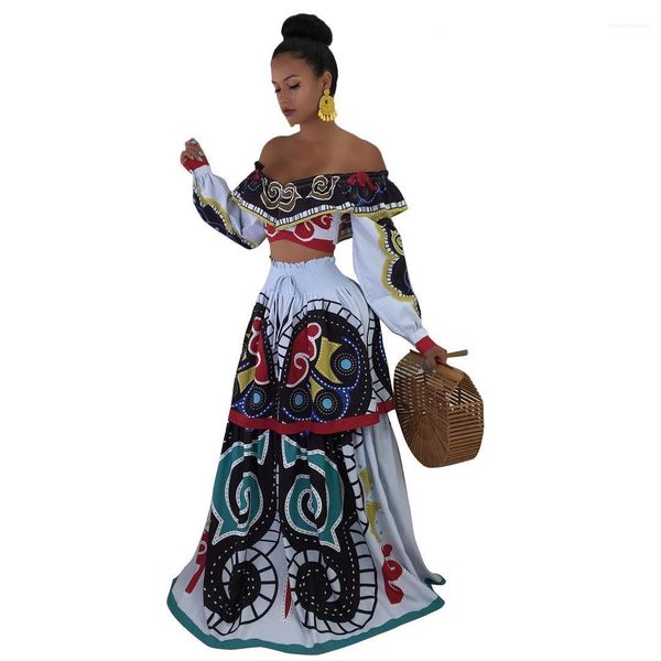 

fashion ruffles crop floral half long dress 2pcs dress suits women designer two piece dress, White