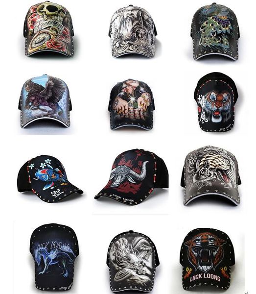 

factory popular tattoo personality baseball cap man street fashion cap original illustration 3d design delivery, Blue;gray