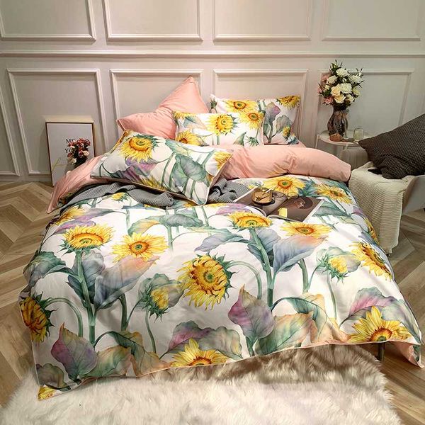 

luxury egyptian cotton sunflower bedlinen bedding set duvet cover bed sheet/fitted sheet pillow quilt cover twin//king size
