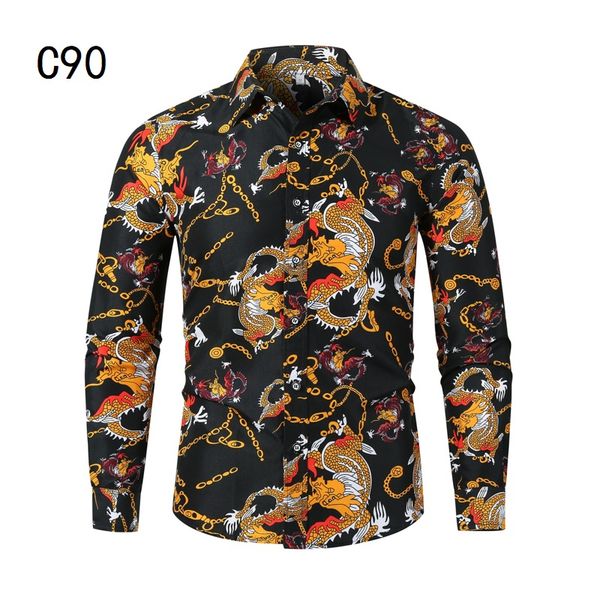 

fashion hawaiian shirt 2020 new comfortable flowers print casual men dress shirts long sleeve camisa masculina tuxedo shirts, White;black