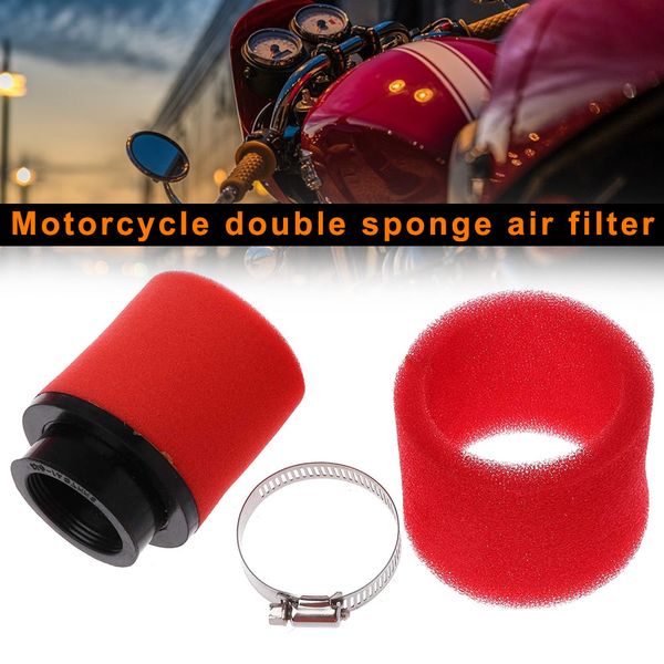 

1 pcs motorcycle double sponge air filter cleaner straight neck 35 38 42 45mm nj88