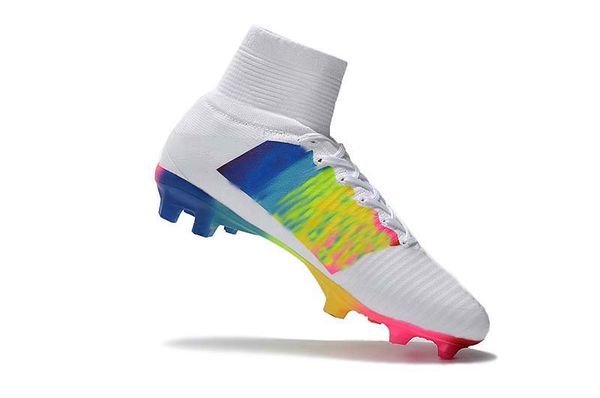 

2019 mens/woman/kids football boots superfly v tf/ic/fg soccer shoes mercurial superfly v ronalro cr7 rainbow color soccer cleat