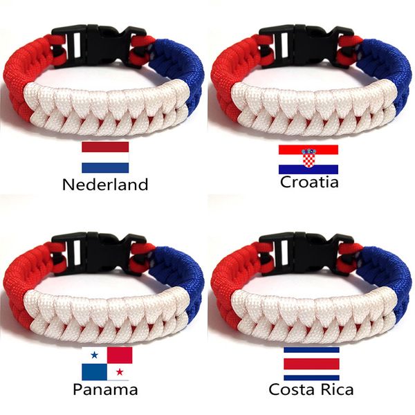 

nederland хорватия панама коста-рика флаг шарм paracord выживания браслет спортивные браслеты браслеты для мужчин женщин ювелирные изделия, Golden;silver