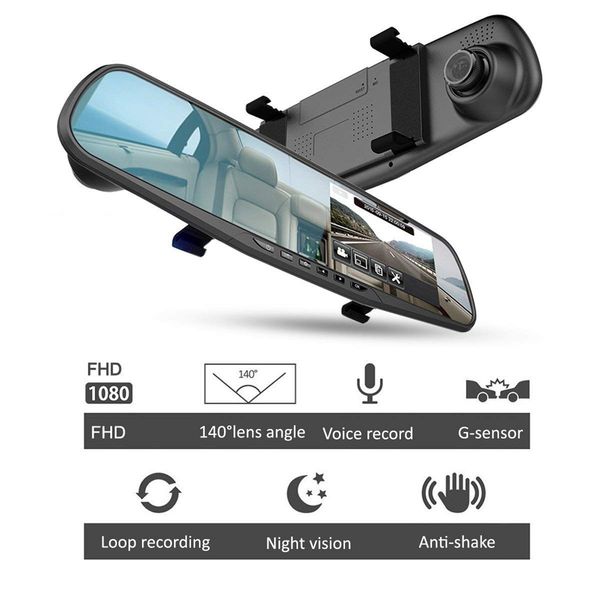 

4.3 inch rearview mirror full hd 1080p car dvr auto camera digital video recorder dual lens registration camcorder dash cam