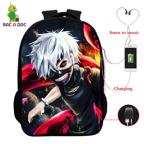 

16 inch japanese anime backpack cosplay satchel school shoulder lapbag tokyo ghoul rucksack children backpacks travel bags