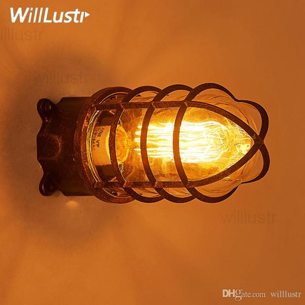 

vintage wrought iron cage wall sconce industrial retro wall lamp dock light bedroom l corridor restaurant bar loft light