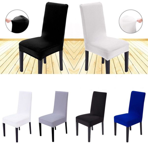 

1pc high stretch elastic dining room wedding banquet chair cover home decor solid color washable chair cover