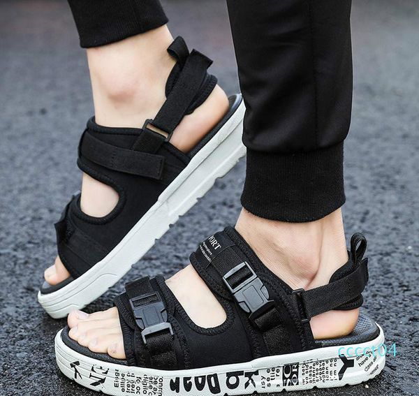 

designer slippers compile slippers summer men's shoes flip flops for loose-fitting men beach slippers rubber flip-flops outdoor sandals, Black