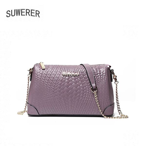 

women genuine leather bag 2020 new fashion woven crossbody bag chain shoulder simple wild small square