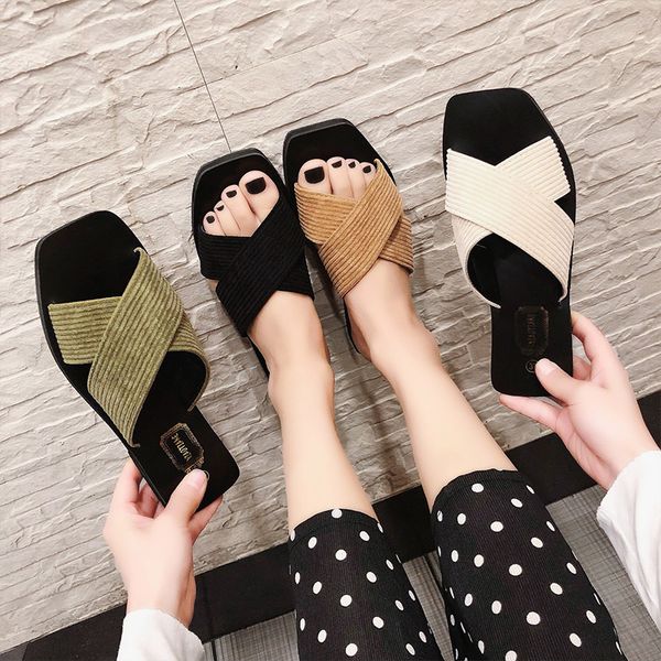 

shoes women slippers summer shale female beach luxury slides lady low soft flat sabot designer girl rubber cotton fabric, Black