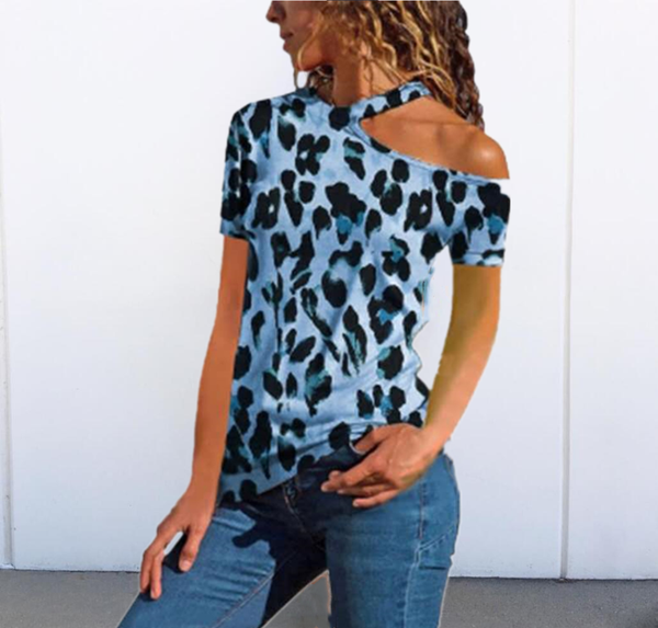 

women t shirt leopard off shoulder 2020 new fashion slim fit women tee female summer streetwear clothes plus size, White