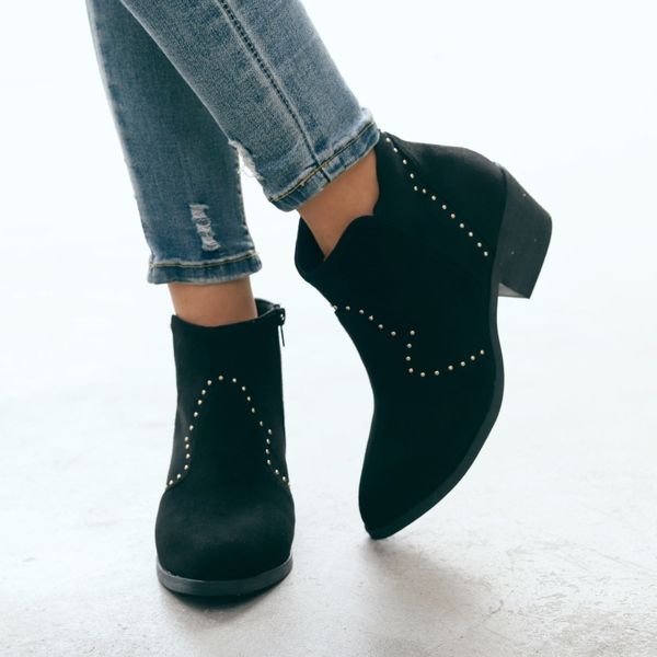 

autumn ankle boots 2019 square heel boots female casual shoes round toe zipper women shoes botas mujer plus size 35-43, Black