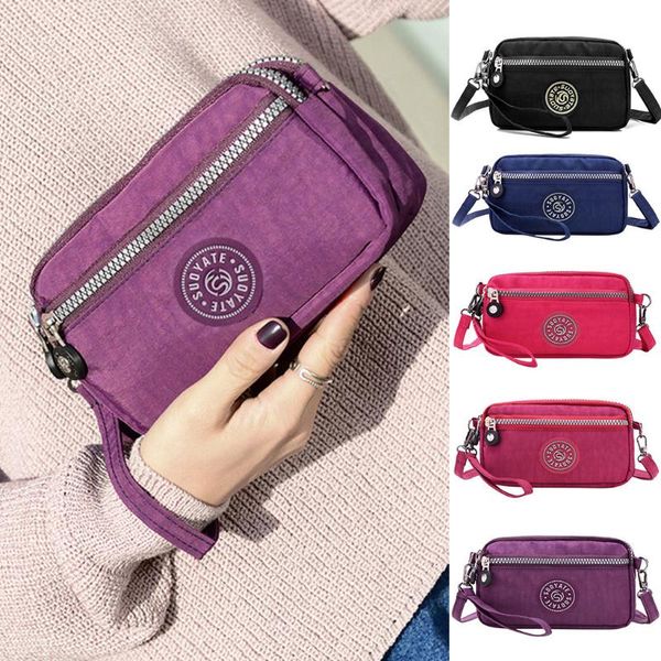 

женщины сплошной нейлон водонепроницаемый длинный кошелек пакет ladies сплошные одного плеча посыльного сумки женский болса сумки на складе