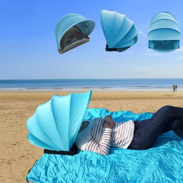 

mini portable sun shelter sun protection personal tent foldable shade beach umbrella with pillow blanket ing