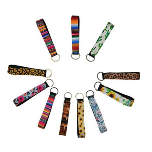 

floral printed key chain wristband keychains neoprene key ring wristlet keychain party favor 11 designs wholesale lxl232q-2, Silver