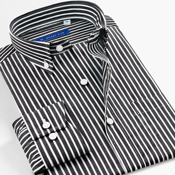 

men's casual shirts smartfive long sleeve cotton striped shirt men business office 2021 summer spring camisa hombre big size 46, White;black