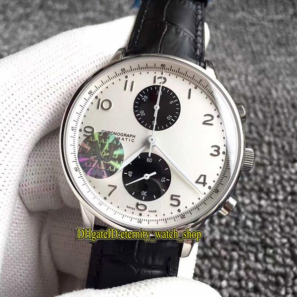 

aj factory v4 версия 7 цветов portugieser iw371411 eta 7750 автоматический хронограф белый циферблат 3714 мужские часы из сапфирового стекла, Slivery;brown