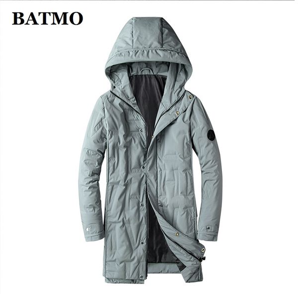 

batmo 2019 new arrival winter 90% white duck down hoodedjackets men,men's long coat,long parkas,7881, Black