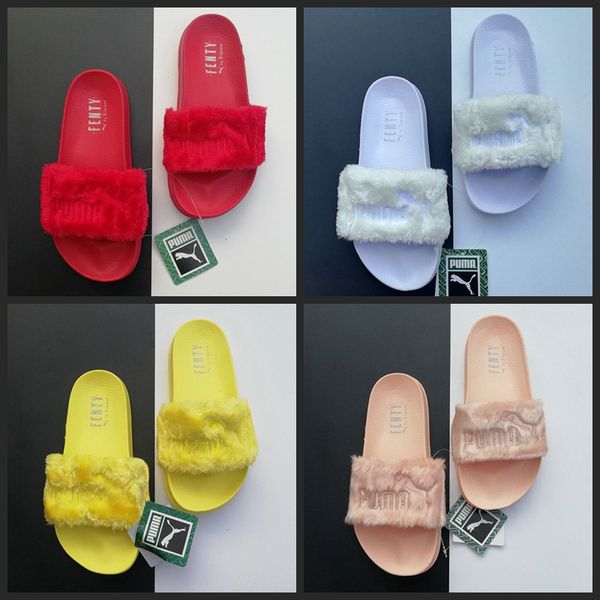 

2019 rihanna x leadcat fenty women slides summer luxury designer girls beach indoor shoes brand sandals slippers house flip flops, White;red