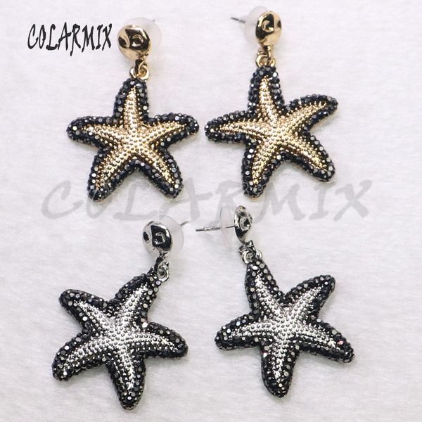 

5 pairs starfish earrings star dangle earrings mix colors vintage crystal accessories for women earrings jewels 9321, Silver