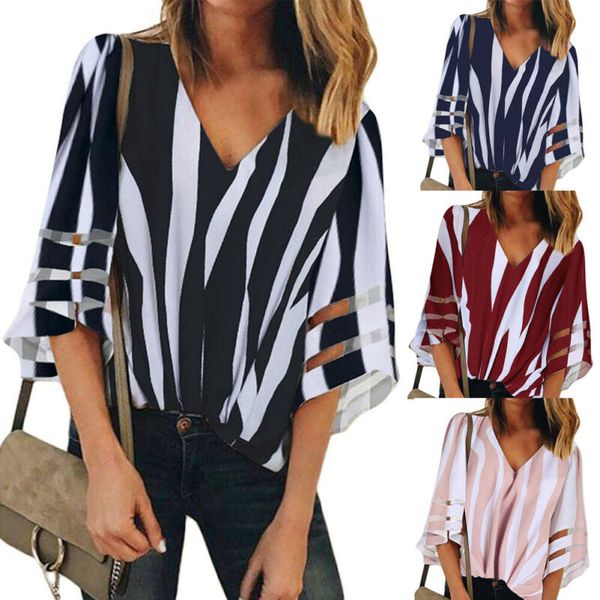 

plus size women boho floral long sleeve blouse baggy ladies v-neck shirt new fashion female shirt, White