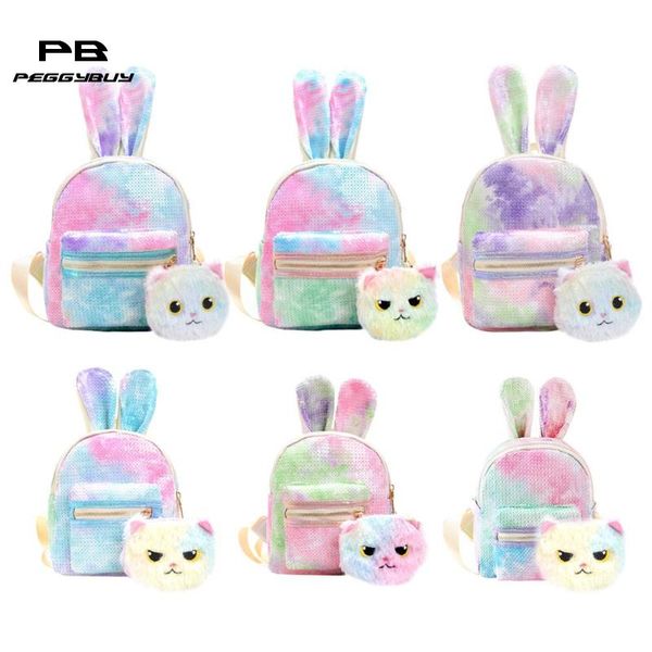 

cute ears decor travel sequins backpacks women kids cat pendant knapsack