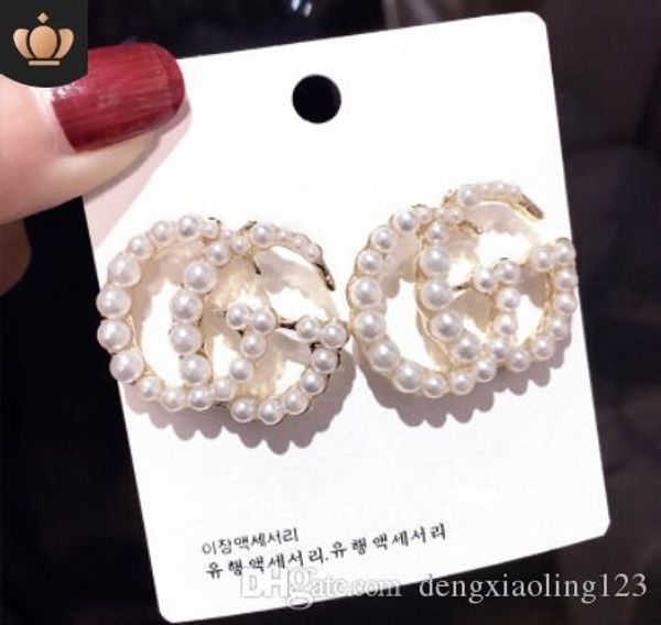 

2019 new designer full rhinestone letter 33tassel earrings for women fashion stud earring jewelry gifts gold and silver, White
