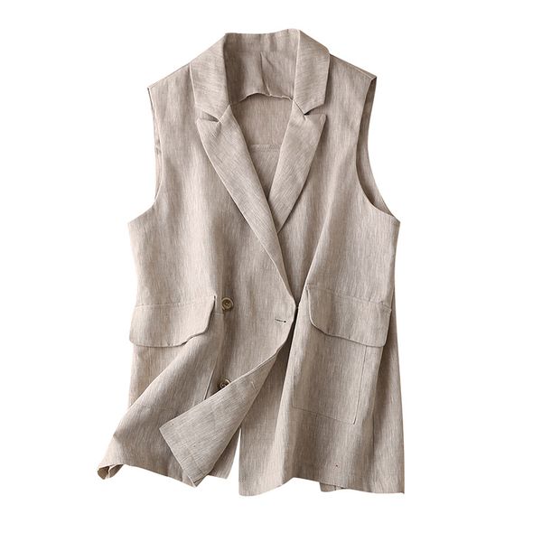 

women's vests linern sleeveless jacket women womens outerwear 2021 summer double breasted turn-down collar pockets, Black;white