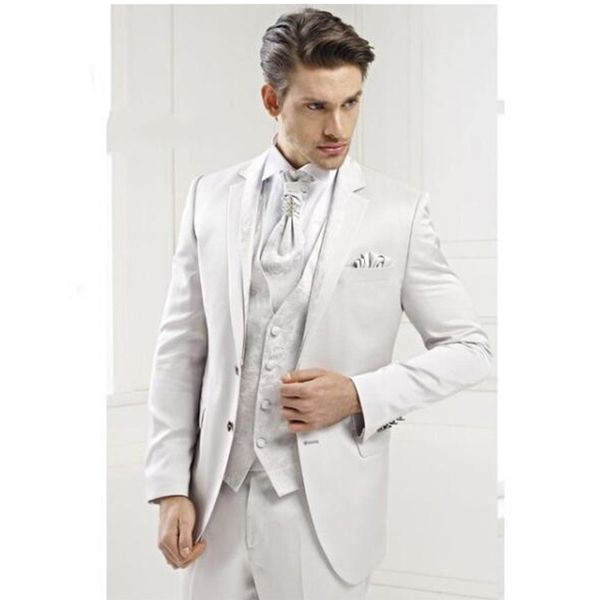 

notched lapel two button groomsman whitetuxedos male wedding suits handsome blazer ( jacket+pants+vest+tie, White;black