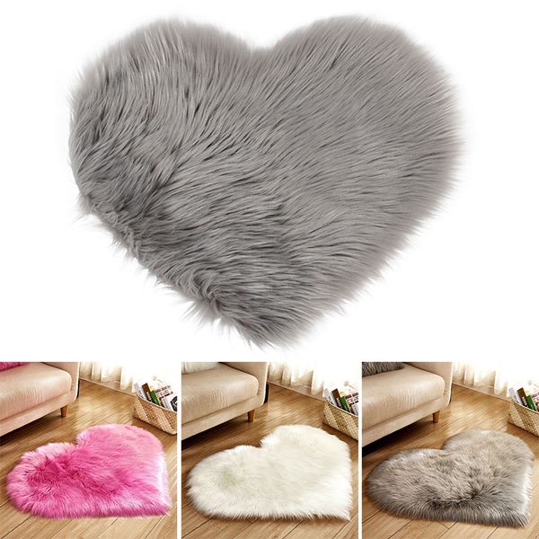 

artificial chairs living room heart-shaped artificial sheepskin rug wool carpet hairy carpet soft bed table home decoration
