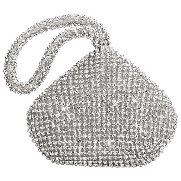 

womens fashion full drill triangle evening bags silver