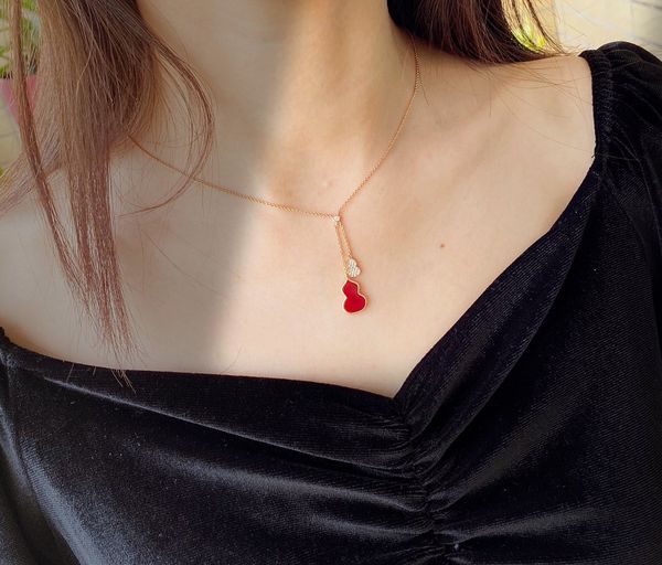 

pendant necklaces women fashion brand gourd white red 925 sterling silver lady jewelry