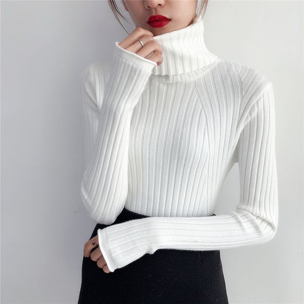 

2018 thick warm women turtleneck 2018 winter women sweaters and pullovers knit long sleeve cashmere sweater female jumper, White;black