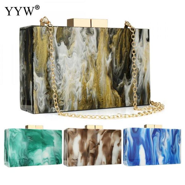 

fashion pearlescent acrylic bag chain women messenger bag geometric patchwork clutches elegant evening party prom handbags