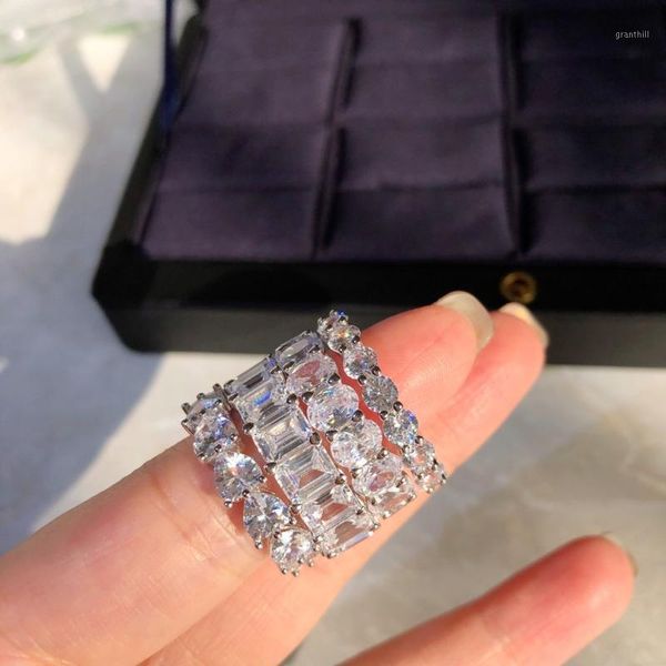 

кольцо в форме сердца кольцо ювелирных изделий циркон стерлингового серебра 925 для женщин ювелирных изделий высокого размера свадебное ring, Silver