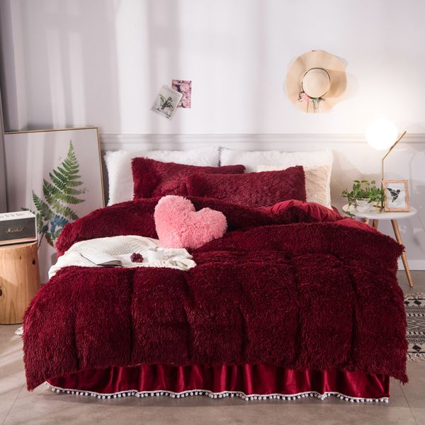 Multi Solid Color Luxury Plush Shaggy Warm Soft Duvet Cover Set